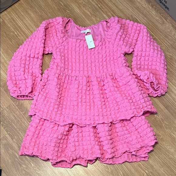Simply Southern Vibrant Pink Textured dress large - Picture 1 of 4
